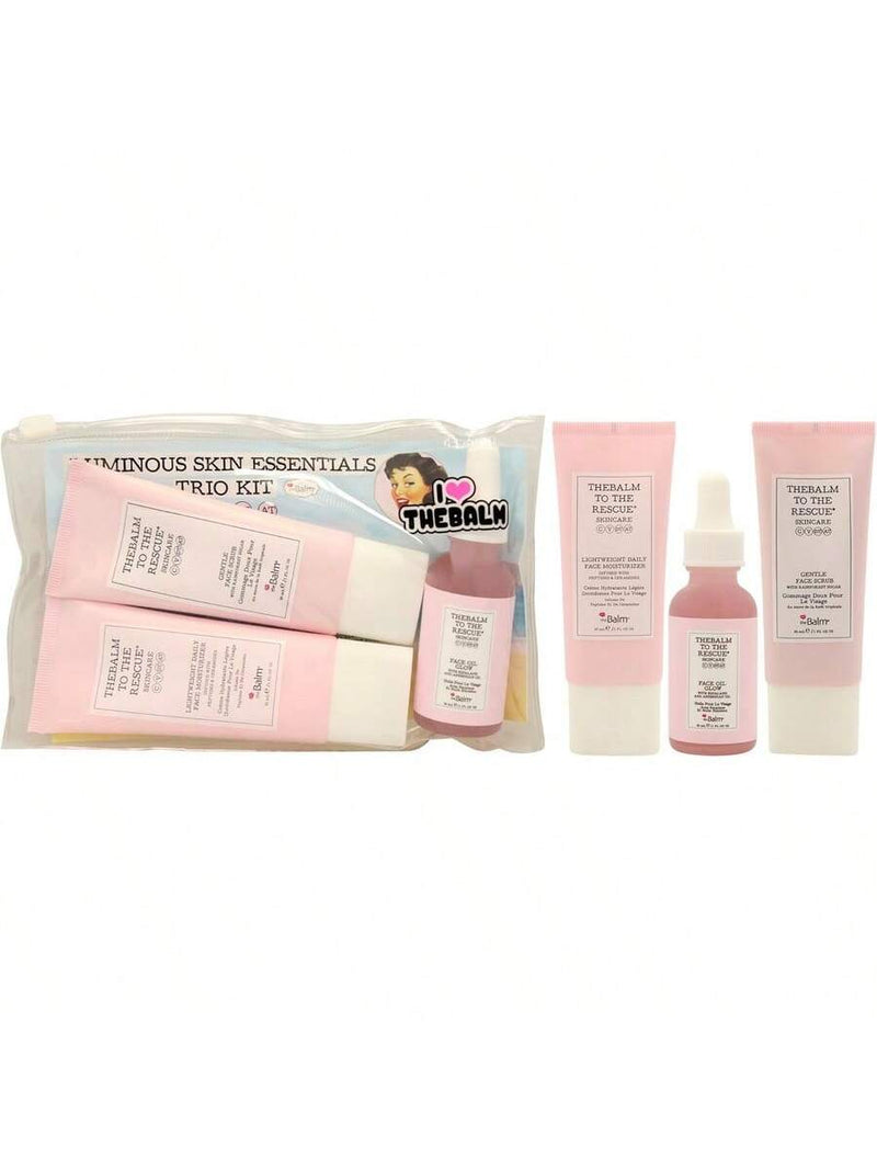 Luminous Skin Essentials Trio Kit by the Balm for Women - 3 Pc 1oz Lightweight Daily Face Moisturizer, 1oz Gentle Face Scrub, 1oz Face Oil