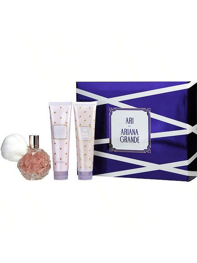 Ari by Ariana Grande for Women - 3 Pc Gift Set 3.4oz EDP Spray, 3.4oz Bath and Shower Gel, 3.4oz Body Souffle