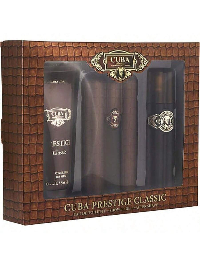 Cuba Prestige Classic by Cuba for Men - 3 Pc Gift Set 3oz EDT Spray, 6.7oz Shower Gel, 3.3oz After Shave