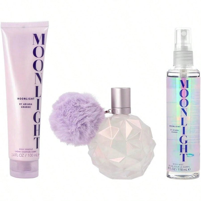 Moonlight by Ariana Grande for Women - 3 Pc Gift Set 3.4oz EDP Spray, 3.4oz Body Souffle, 4oz Body Mist