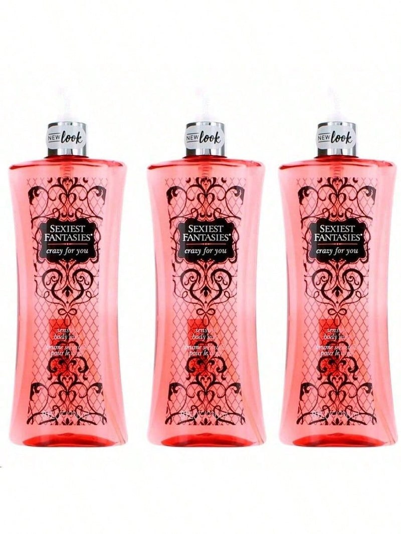 Sexiest Fantasies Crazy for You by Parfums De Coeur, 3 Pack 8oz Body Mist women