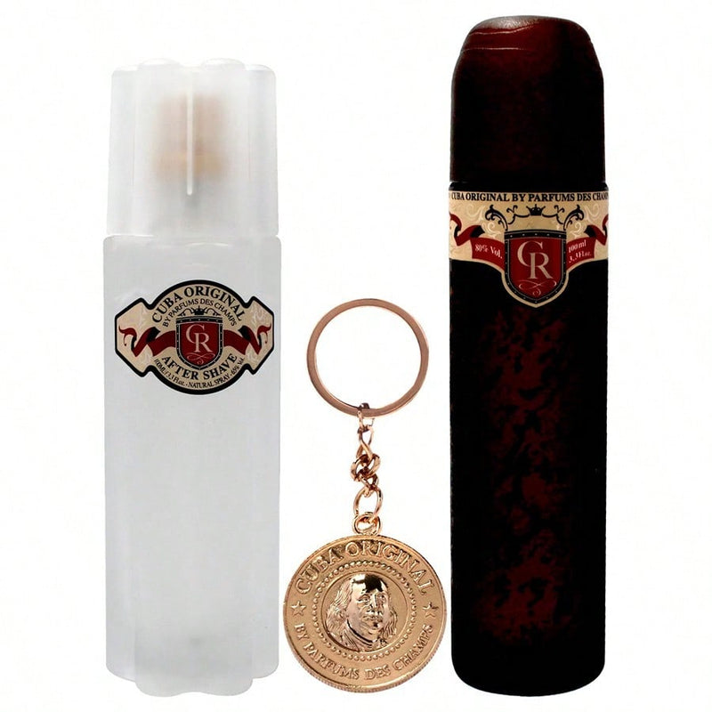Cuba Royal by Cuba for Men - 3 Pc Gift Set 3.3oz EDT Spray, 3.3oz After Shave, Key Chain