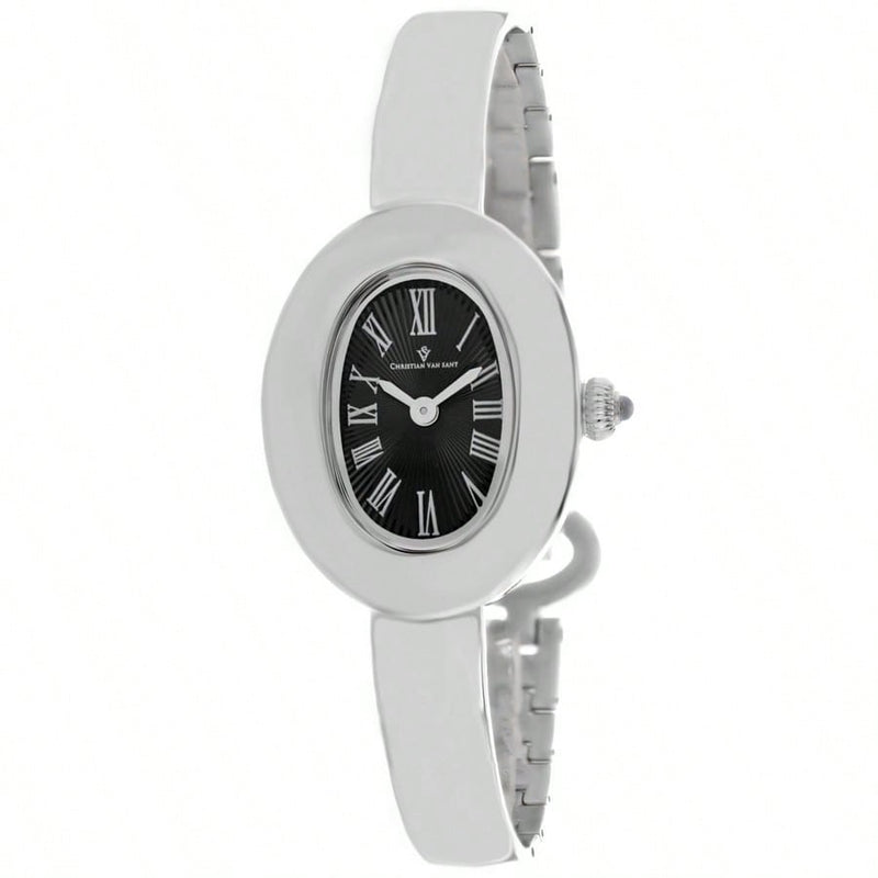 Christian Van Sant Women's Anora CV4331 Bracelet Black Dial Quartz Movement Jewelry Clasp 26mm Oval Watch