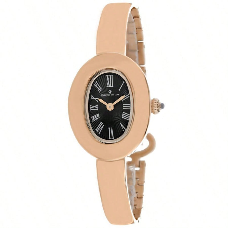 Christian Van Sant Women's Anora CV4339 Bracelet Black Dial Quartz Movement Jewelry Clasp 26mm Oval Watch