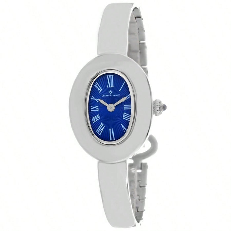 Christian Van Sant Women's Anora CV4333 Bracelet Blue Dial Quartz Movement Jewelry Clasp 26mm Oval Watch