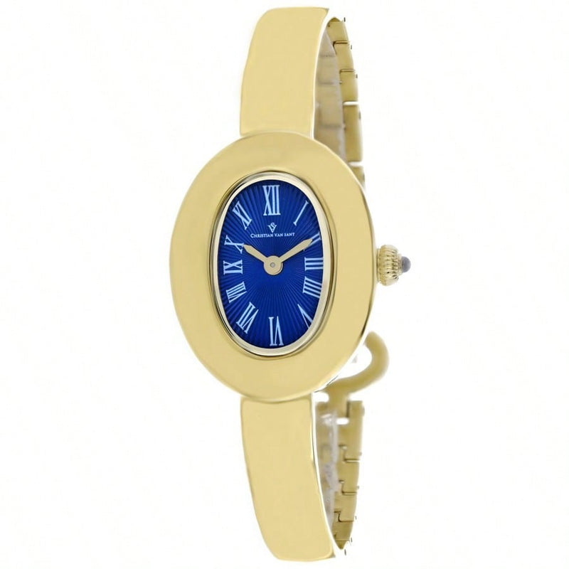 Christian Van Sant Women's Anora CV4337 Bracelet Blue Dial Quartz Movement Jewelry Clasp 26mm Oval Watch
