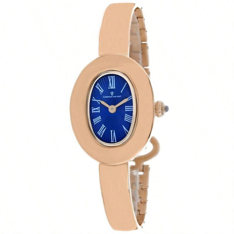 Christian Van Sant Women's Anora CV4341 Bracelet Blue Dial Quartz Movement Jewelry Clasp 26mm Oval Watch