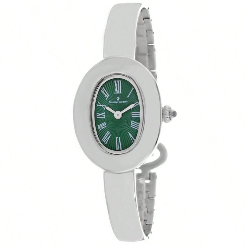 Christian Van Sant Women's Anora CV4332 Bracelet Green Dial Quartz Movement Jewelry Clasp 26mm Oval Watch