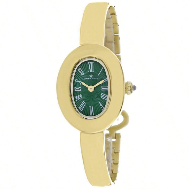Christian Van Sant Women's Anora CV4336 Bracelet Green Dial Quartz Movement Jewelry Clasp 26mm Oval Watch
