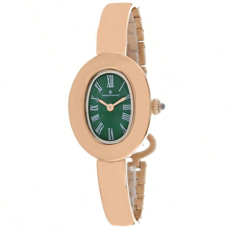 Christian Van Sant Women's Anora CV4340 Bracelet Green Dial Quartz Movement Jewelry Clasp 26mm Oval Watch