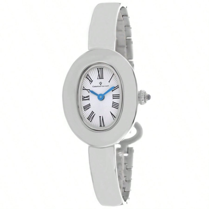Christian Van Sant Women's Anora CV4330 Bracelet Silver Dial Quartz Movement Jewelry Clasp 26mm Oval Watch