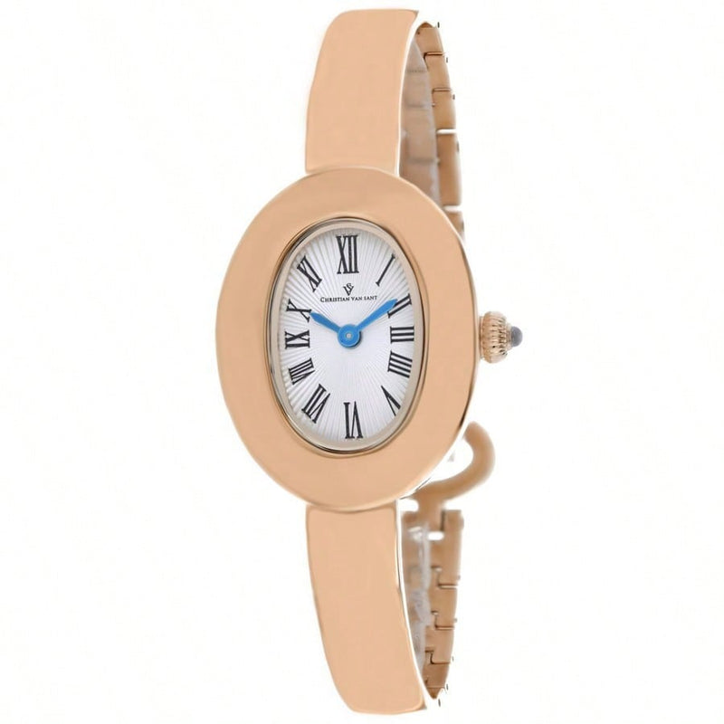 Christian Van Sant Women's Anora CV4338 Bracelet Silver Dial Quartz Movement Jewelry Clasp 26mm Oval Watch
