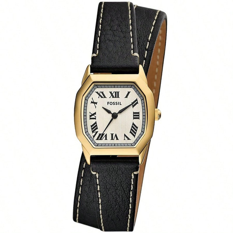 Fossil Women's Harlow ES5404 Strap Beige Dial Quartz Movement Buckle Clasp 27mm Round Watch