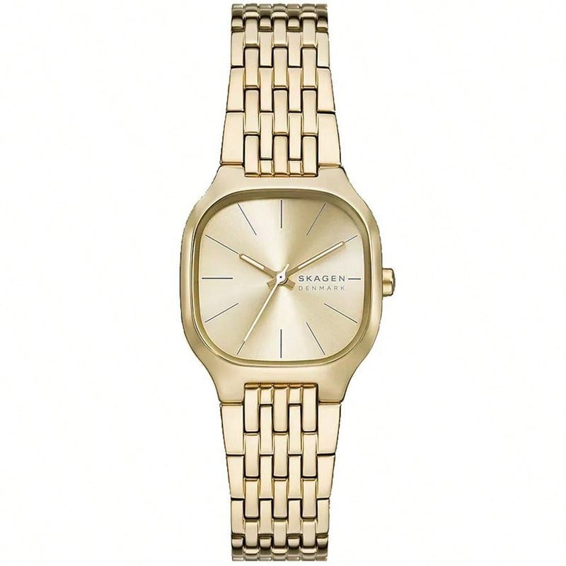 Skagen Women's Mellem Lille SKW3162 Bracelet Gold Dial Quartz Movement Deployment Clasp 28mm Square Watch
