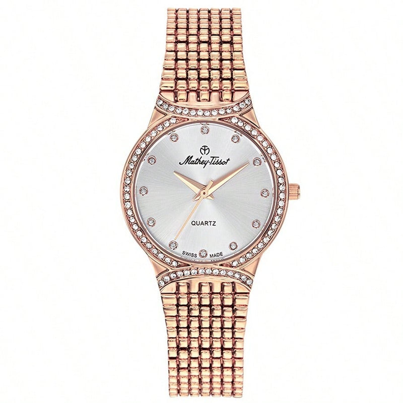 Mathey Tissot Women's Classic D2681PI Bracelet Silver Dial Quartz Movement Jewelry Clasp 28mm Round Watch