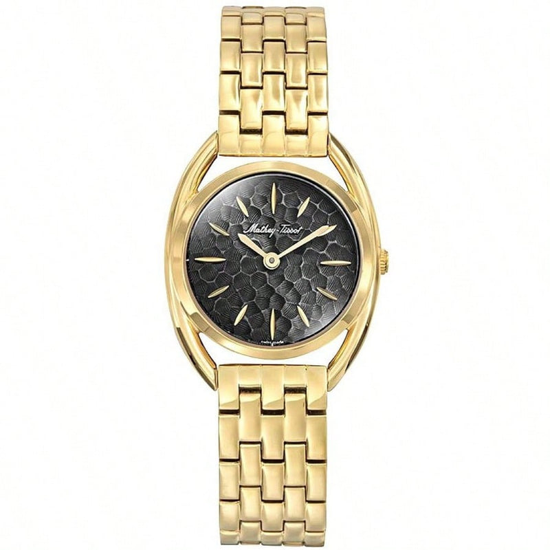 Mathey Tissot Women's Saphira D933PYN Bracelet Black Dial Quartz Movement Deployment Clasp 28mm Round Watch