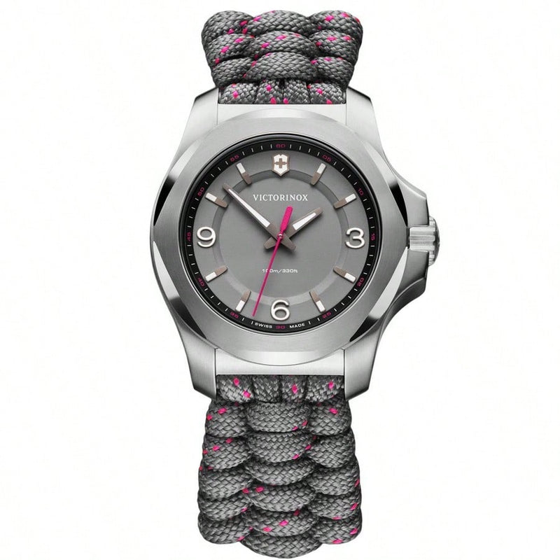 Victorinox Women's INOX V 241920 Strap Grey Dial Quartz Movement Buckle Clasp 37mm Round Watch