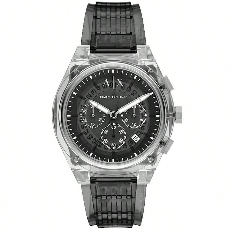 Armani Exchange Men's Rafael AX4167 Strap Grey Dial Quartz Movement Buckle Clasp 44mm Round Watch