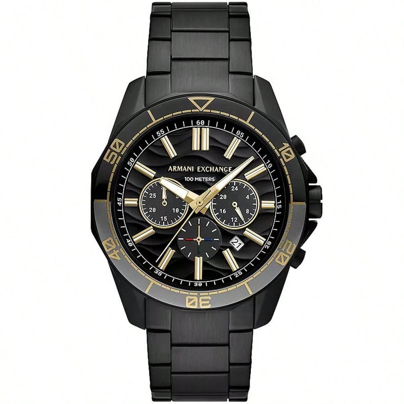 Armani Exchange Men's Spencer AX1963 Bracelet Black Dial Quartz Movement Foldover Clasp 44mm Round Watch