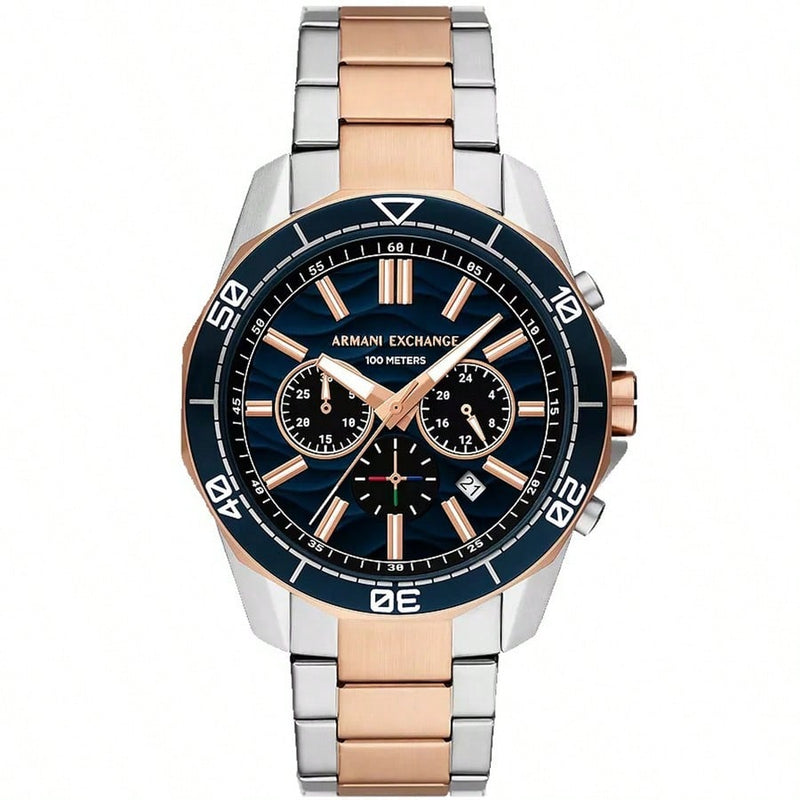 Armani Exchange Men's Spencer AX1965 Bracelet Black Dial Quartz Movement Foldover Clasp 44mm Round Watch