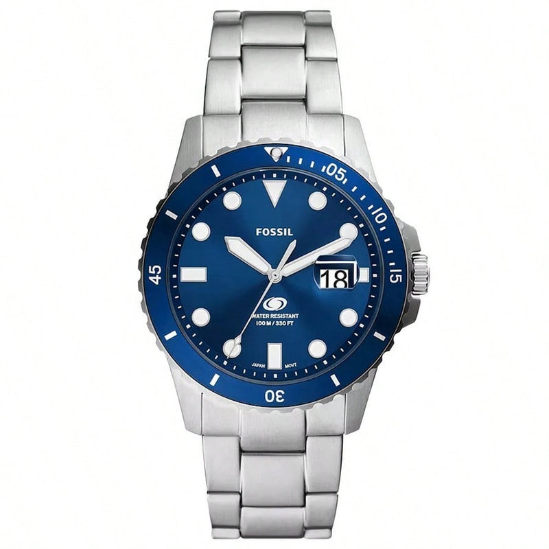 Fossil Men's Dive FS6029 Bracelet Blue Dial Quartz Movement Fold Over Clasp 42mm Round Watch