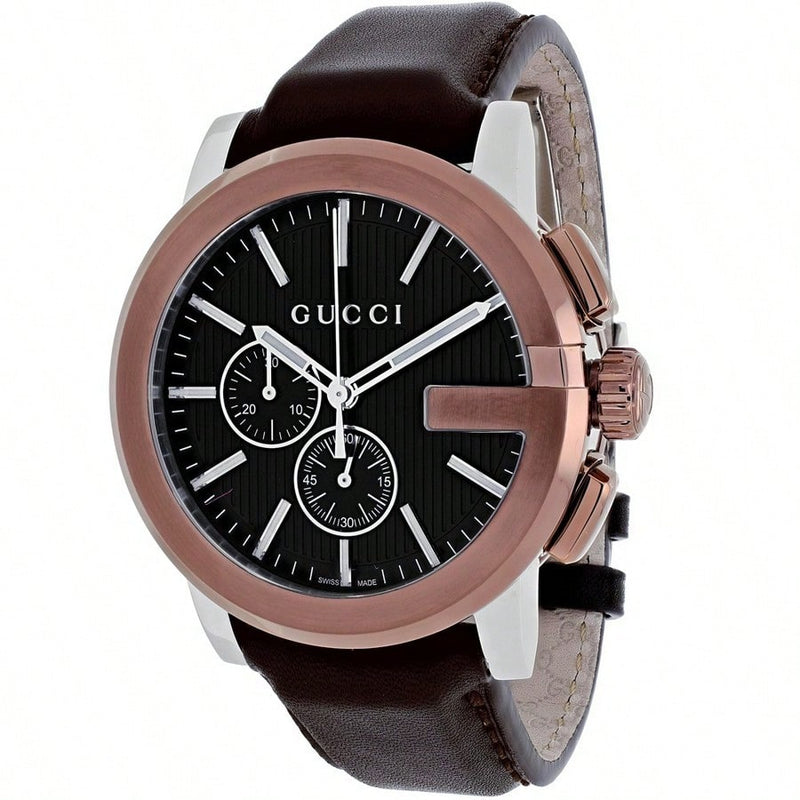 Gucci Men's G-Chrono YA101202 Strap Black Dial Quartz Movement Buckle Clasp 45mm Round Watch