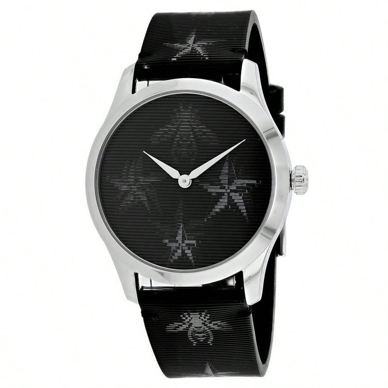 Gucci Men's G-Timeless YA1264105 Strap Black Dial Quartz Movement Buckle Clasp 38mm Round Watch