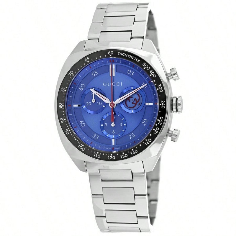 Gucci Men's Interlocking YA142317 Bracelet Blue Dial Quartz Movement Butterfly Clasp 41mm Round Watch