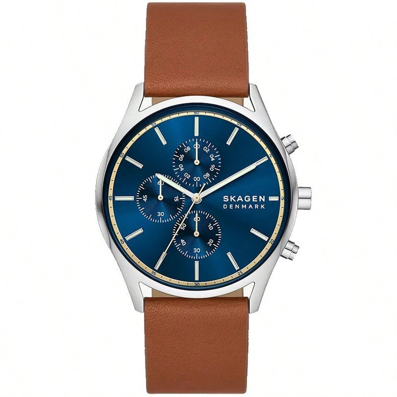 Skagen Men's Holst SKW6916 Strap Blue Dial Quartz Movement Buckle Clasp 42mm Round Watch