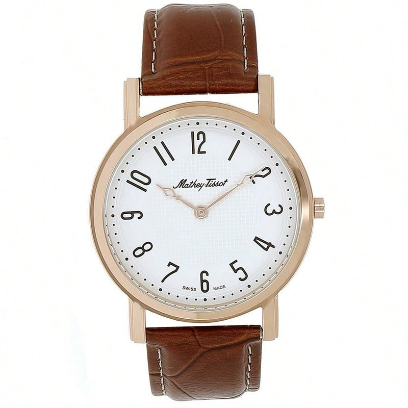 Mathey Tissot Men's City H611252PG Strap White Dial Quartz Movement Buckle Clasp 42mm Round Watch