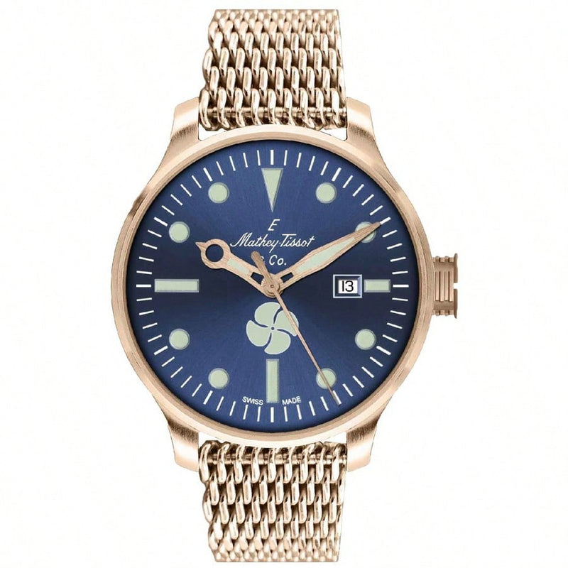 Mathey Tissot Men's Elica U121PBU Bracelet Blue Dial Automatic Movement Fold over Clasp 43mm Round Watch