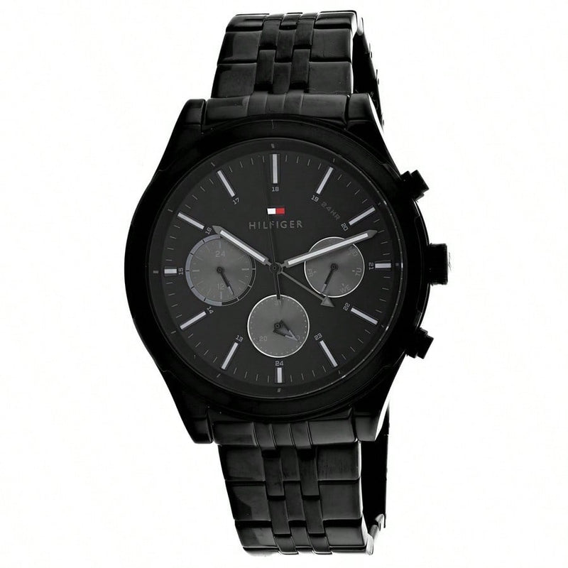 tommy Hilfiger Men's Ashton 1791738 Bracelet Black Dial Quartz Movement Fold over Clasp 44mm Round Watch