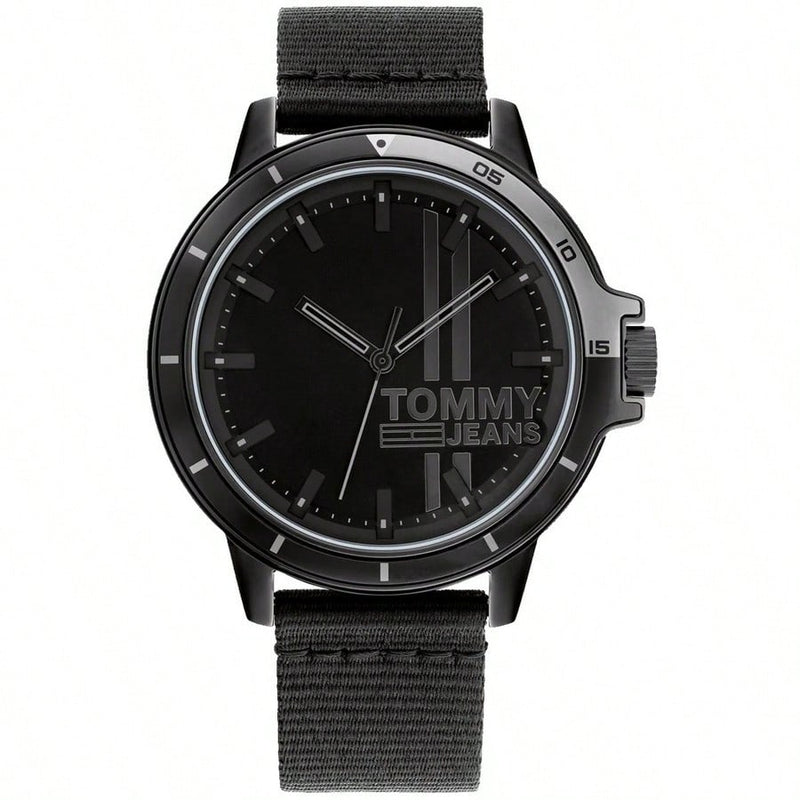Tommy Hilfiger Men's Tide 1791923 Strap Black Dial Quartz Movement Buckle Clasp 46mm Round Watch