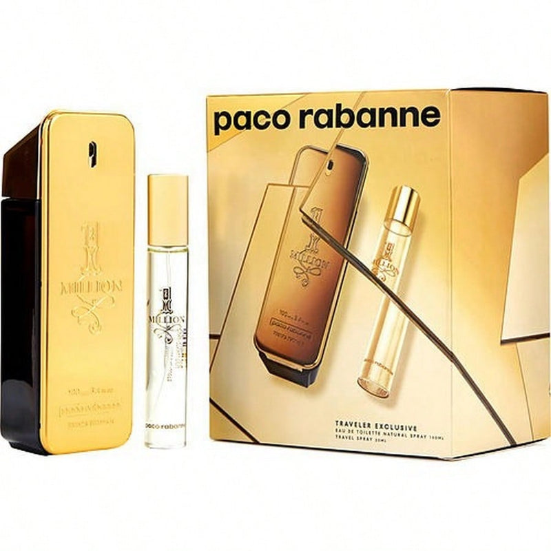 Paco Rabanne One Million 2 Pcs Set For Men: 3.4 Eau De Toilette Spray + 0.68 Eau De Toilette Spray
