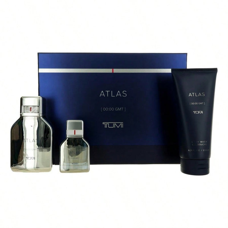 Atlas by Tumi for Men - 3 Pc Gift Set 3.4oz EDP Spray, 1oz EDP Spray, 6.7oz Body Wash