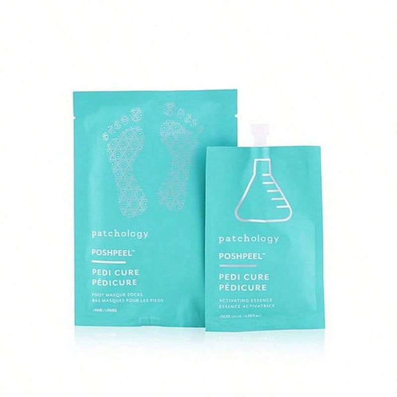 Poshpeel Pedi Cure by Patchology for Unisex - 6 Pc 2 Pairs Foot Mask, 4x0.68oz Activating Essence
