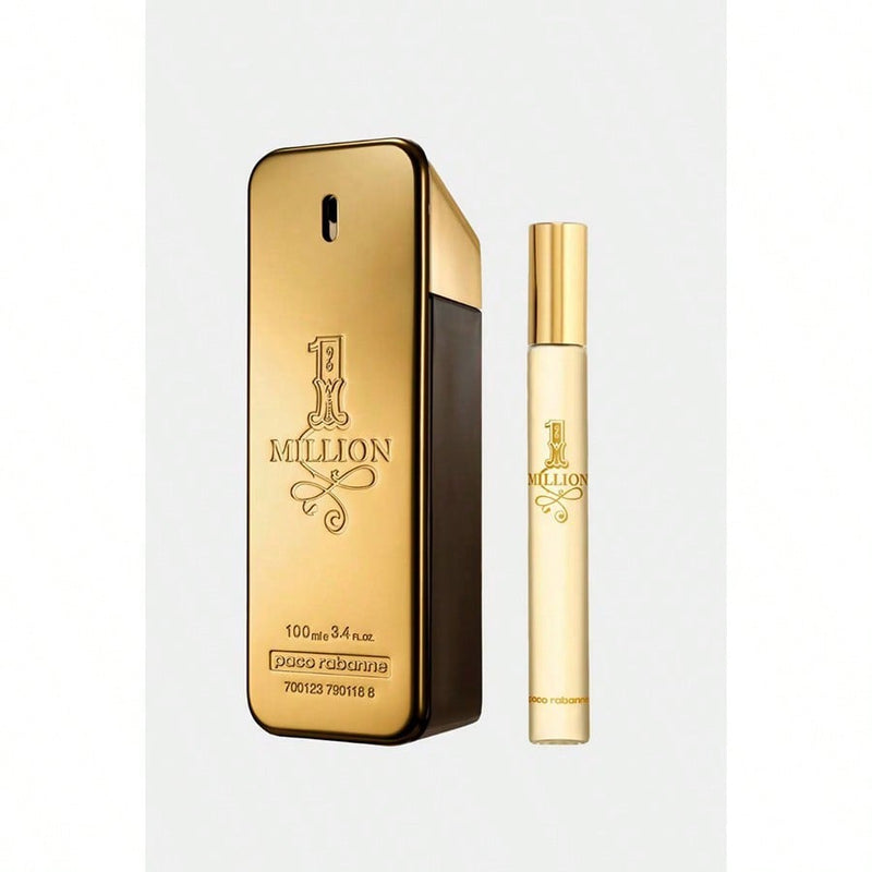 Paco Rabanne One Million 2 Pcs Set For Men: 3.4 Eau De Toilette Spray + 0.34 Eau De Toilette Spray