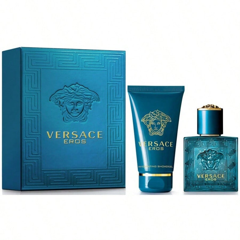 Versace Eros by Versace for Men - 2 Pc Gift Set 3.4oz EDT Spray, 3.4oz Shower Gel