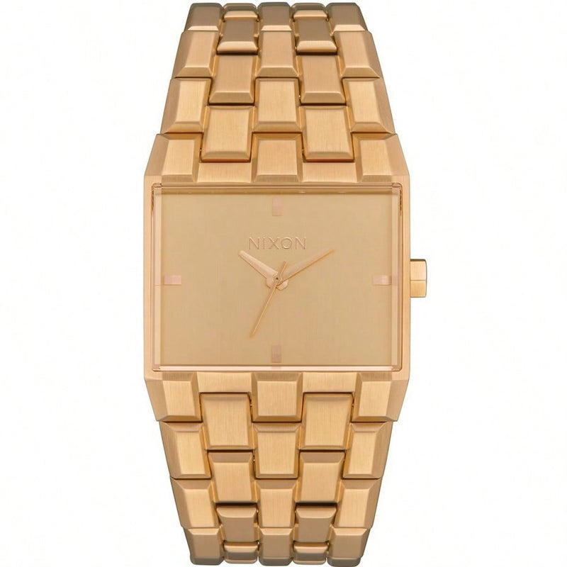 Nixon Women's Ticket A1262-502 Bracelet Gold Dial Quartz Movement Deployment Clasp 34mm Round Watch