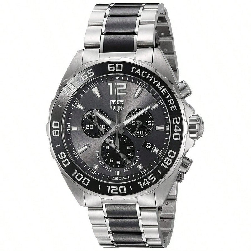 Tag Heuer Men's Formula 1 CAZ1011.BA0843 Bracelet Grey Dial Quartz Movement Fold over Clasp 45mm Round Watch