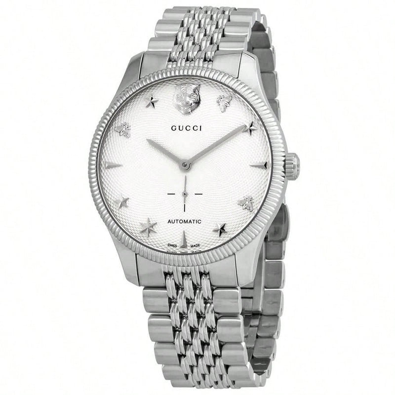 Gucci Men's G-Timeless YA126354 Bracelet White Dial Quartz Movement Deployment Clasp 40mm Round Watch