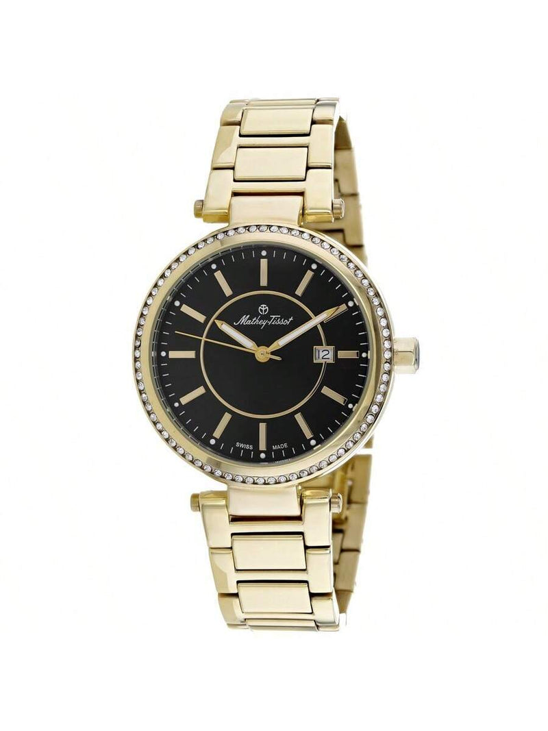 Mathey Tissot Women's Classic H610PN Bracelet Black Dial Quartz Movement Deployment Clasp 39mm Round Watch