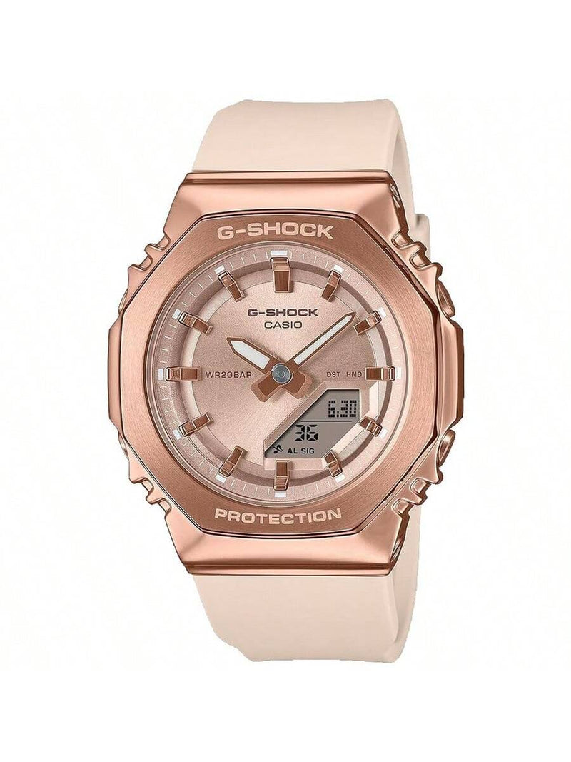 Casio Women's G-Shock GMS2110 Series GMS2110PG-4A Strap Rose gold Dial Quartz Movement Buckle Clasp 41mm Round Watch