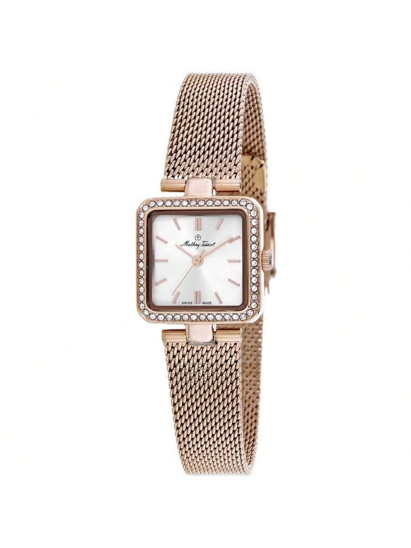 Mathey Tissot Women's Fleury XIV FOO2PI Bracelet Silver Dial Quartz Movement Jewelry Clasp 22mm Square Watch