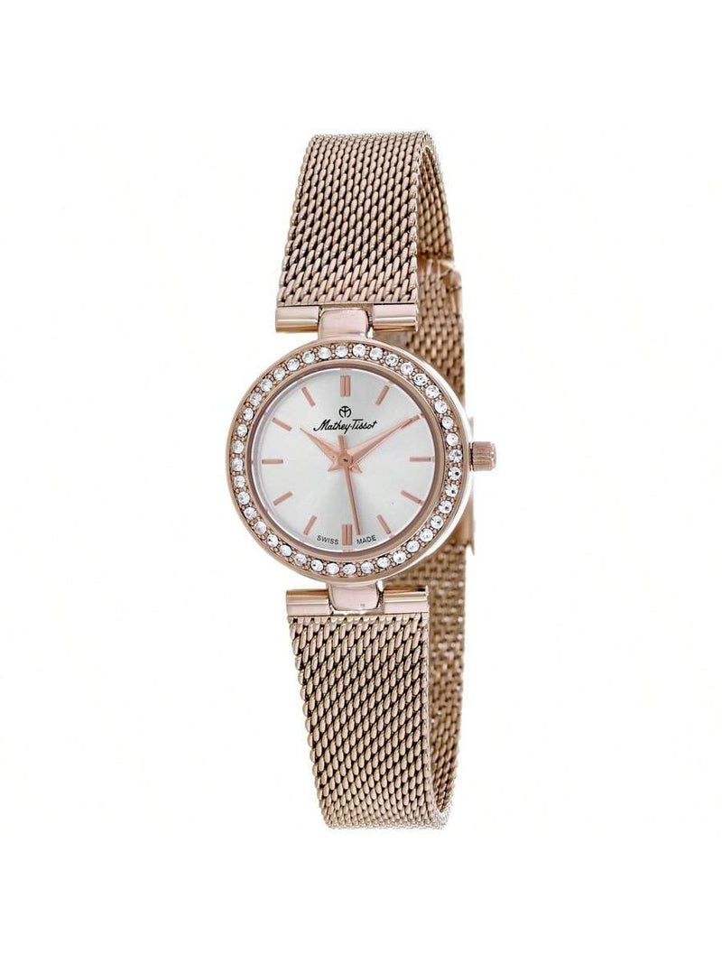 Mathey Tissot Women's Fleury XV F003PI Bracelet Silver Dial Quartz Movement Jewelry Clasp 24mm Round Watch