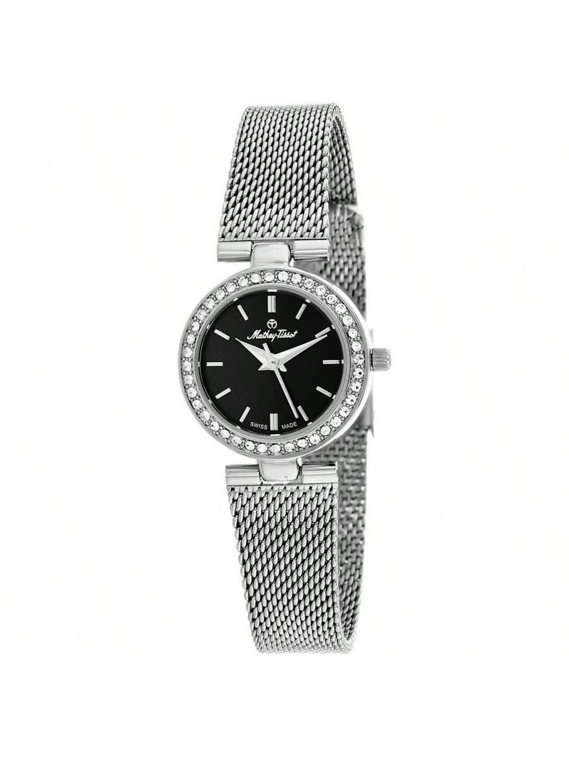 Mathey Tissot Women's Fleury XV F003AN Bracelet Black Dial Quartz Movement Jewelry Clasp 24mm Round Watch