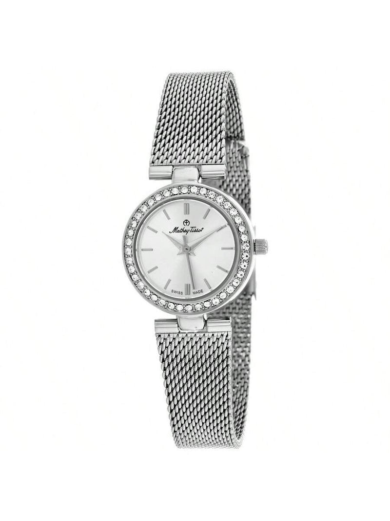 Mathey Tissot Women's Fleury XV F003AI Bracelet Silver Dial Quartz Movement Jewelry Clasp 24mm Round Watch