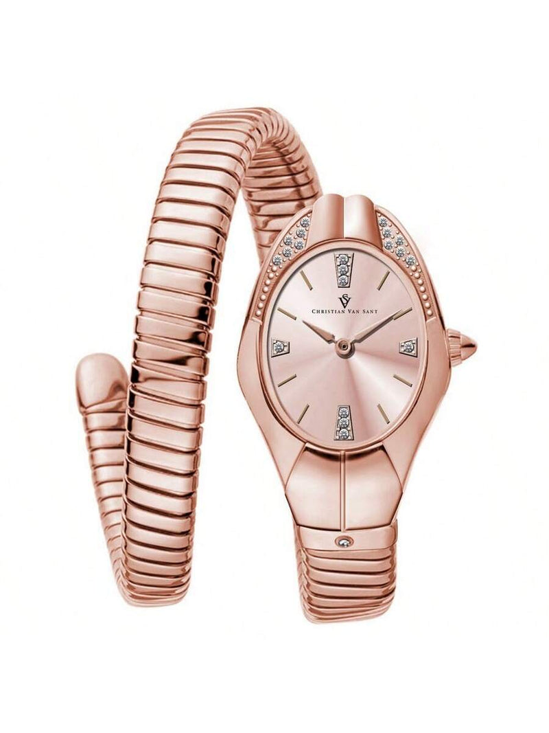 Christian Van Sant Women's Naga CV0889 Bracelet Rose Gold Dial Quartz Movement No clasp Clasp 22mm Round Watch