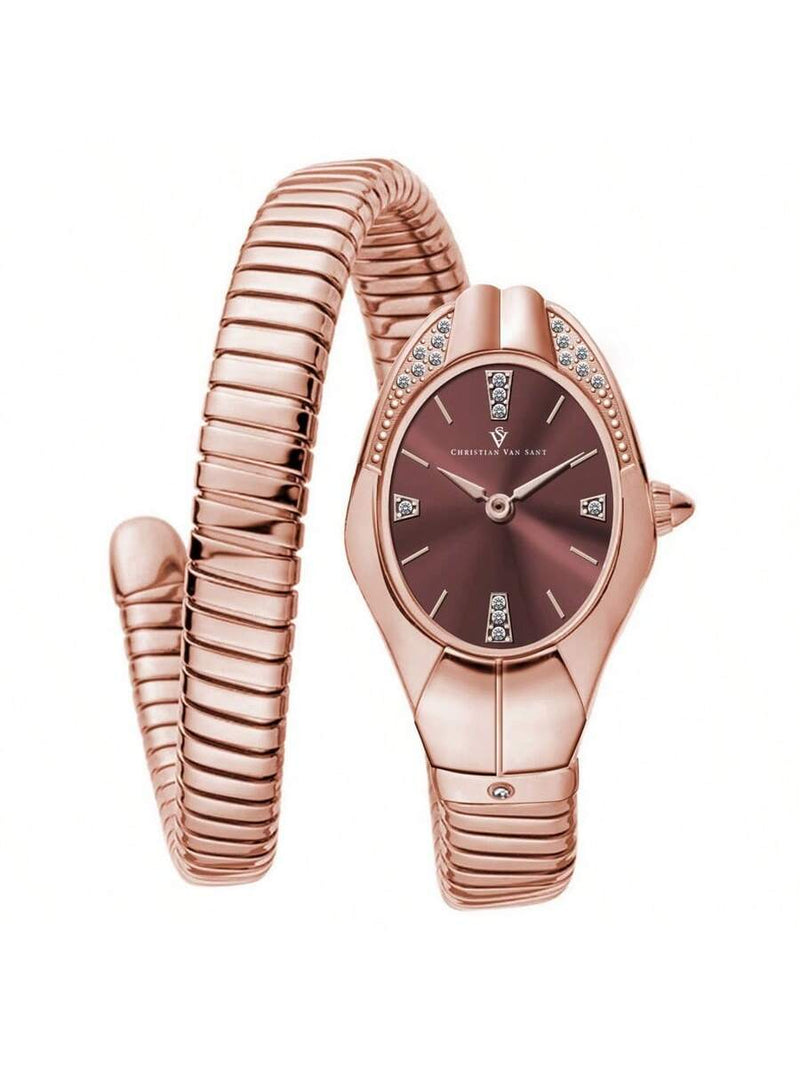 Christian Van Sant Women's Naga CV0888 Bracelet Brown Dial Quartz Movement No clasp Clasp 22mm Round Watch
