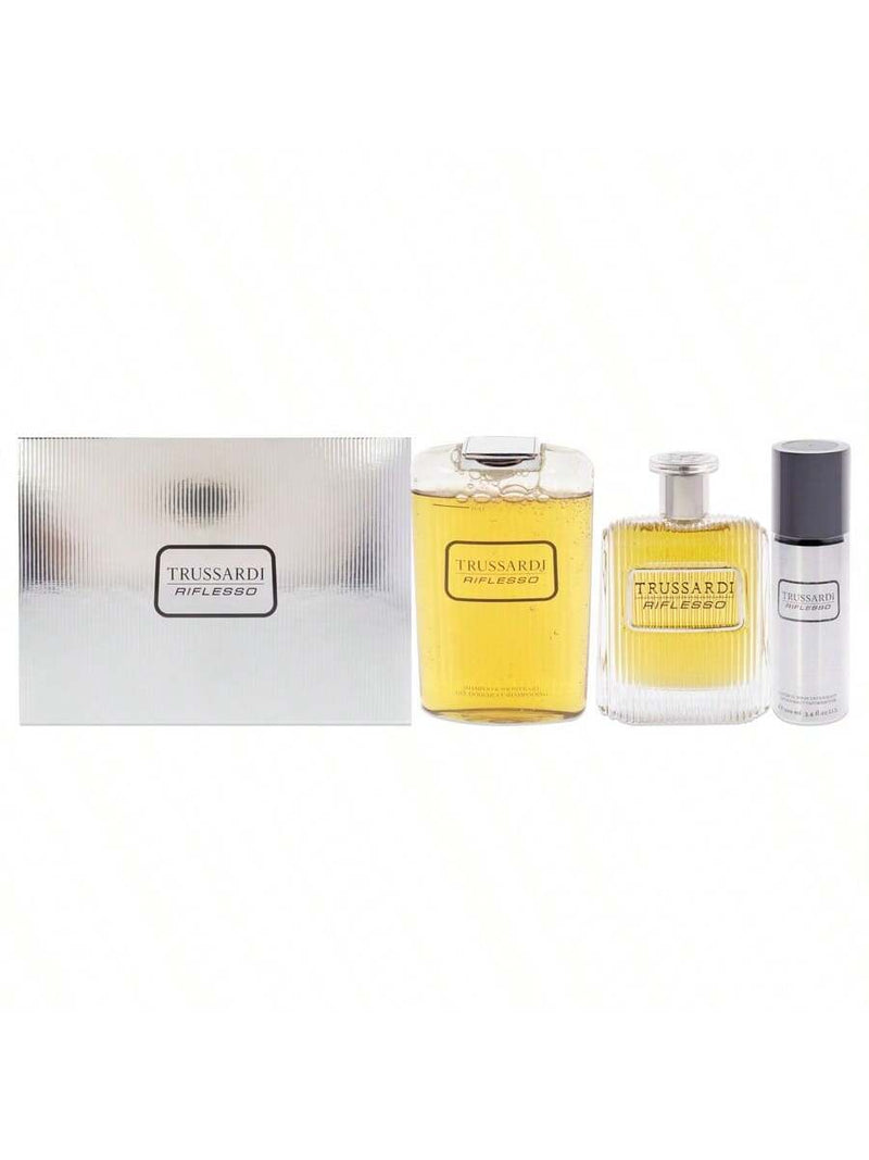 Trussardi Riflesso by Trussardi for Men - 3 Pc Gift Set 3.4oz EDT Spray, 6.8oz Shampoo and Shower Gel, 3.4oz Deodorant Spray